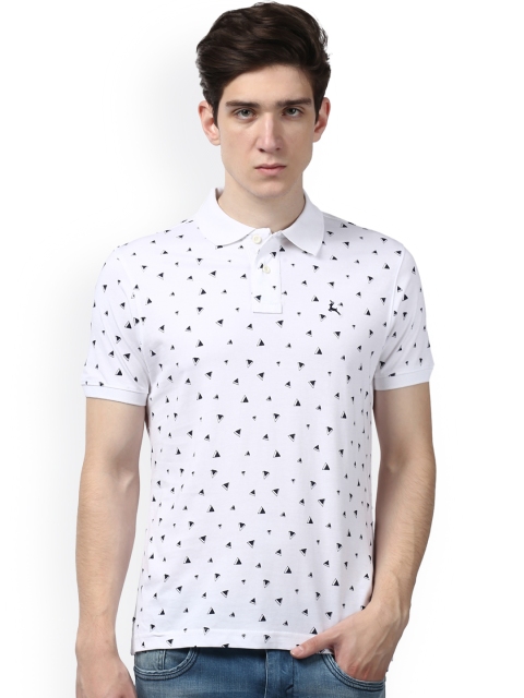 

Parx Men White Printed Polo Collar T-shirt