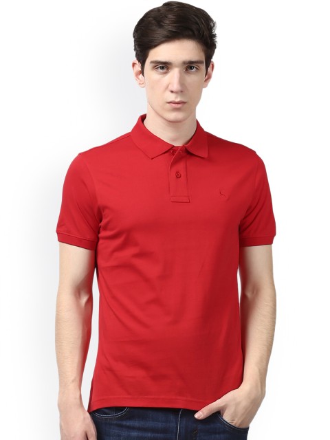 

Parx Men Red Solid Polo Collar T-shirt