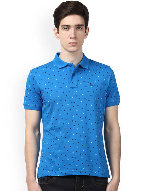 

Parx Men Blue Solid Polo Collar T-shirt