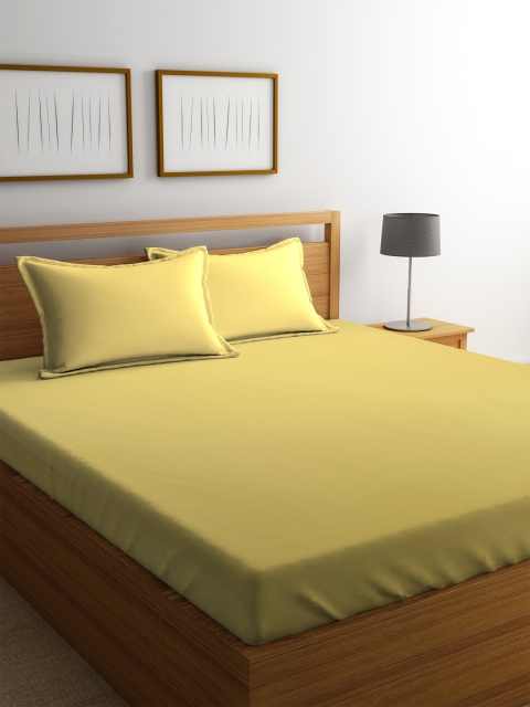 

Portico New York Yellow Solid Flat 220 TC Cotton 1 King Bedsheet with 2 Pillow Covers