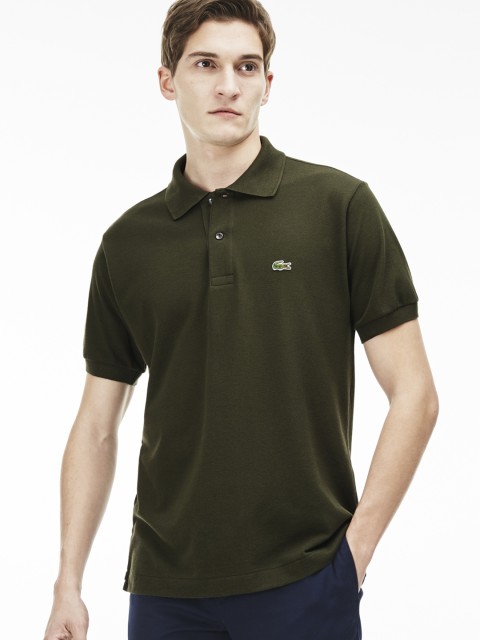 

Lacoste Men Olive Green Solid Polo Collar T-shirt