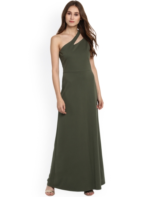 

Kazo Women Olive Green Solid Maxi Dress