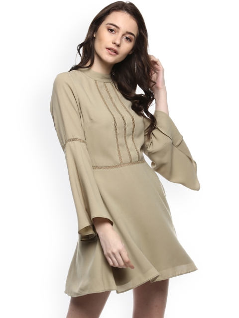 

Kazo Women Beige Solid Empire Dress