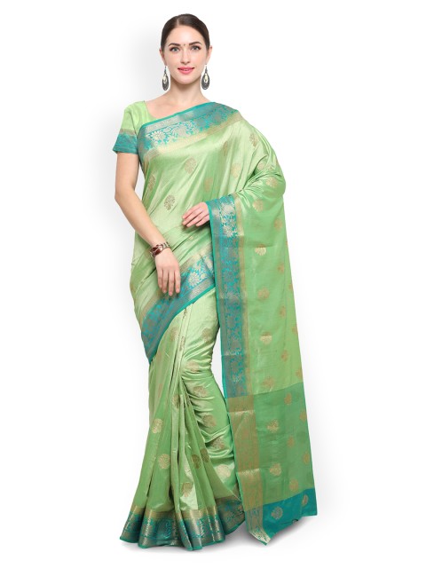 

Saree mall Green Silk Blend Woven Design Banarasi Saree