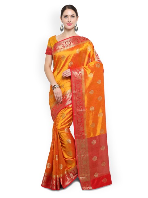 

Saree mall Orange Silk Blend Woven Design Banarasi Saree