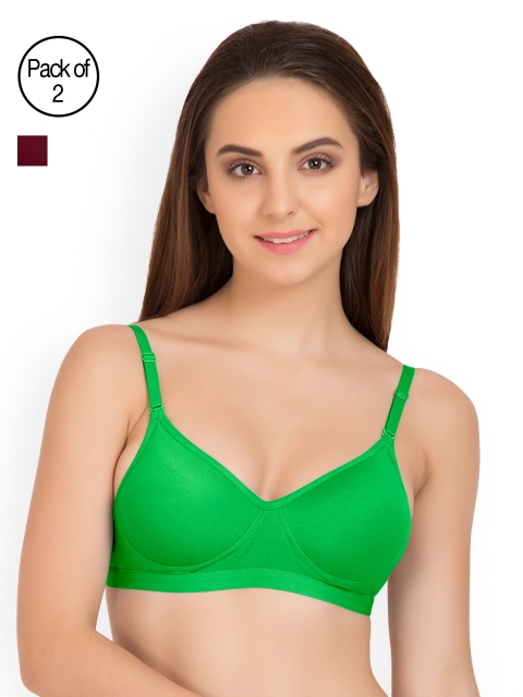 

Tweens Pack of 2 Full Coverage T-shirt Bras TW91313, Green