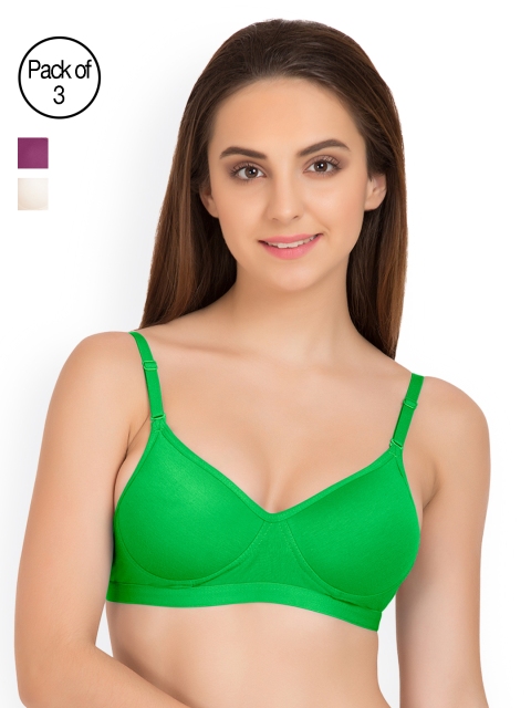 

Tweens Pack of 3 Full Coverage T-shirt Bras TW91313, Green