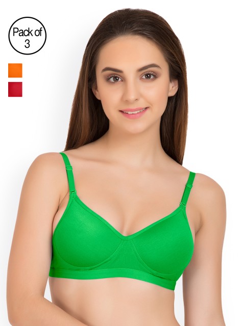 

Tweens Pack of 3 Full Coverage T-shirt Bras TW91313, Green