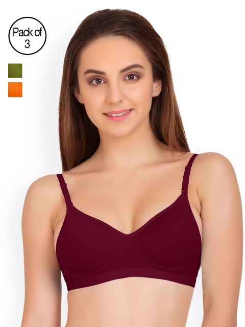 

Tweens Pack of 3 Padded T-Shirt Bras TW91313, Maroon
