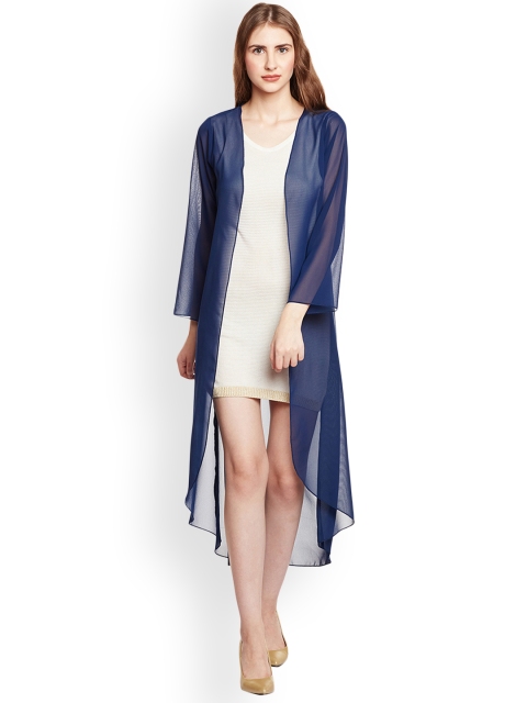 

WISSTLER Navy Blue Solid Open Front Shrug