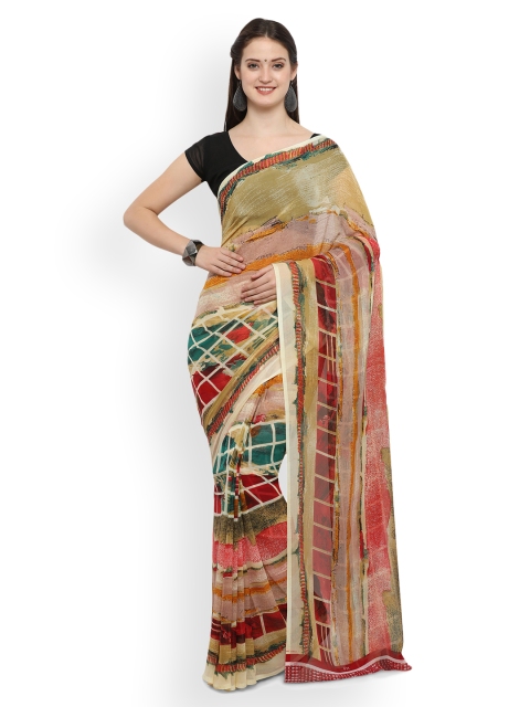 

Ligalz Multicoloured Printed Poly Georgette Saree, Multi
