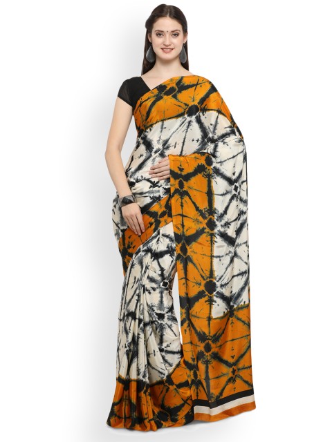 

Ligalz Yellow & Off-White Poly Crepe Printed Saree