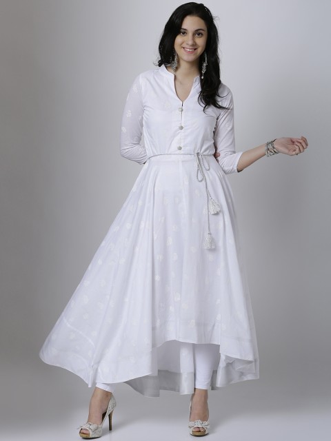 

Vishudh Women White Printed Anarkali Kurta