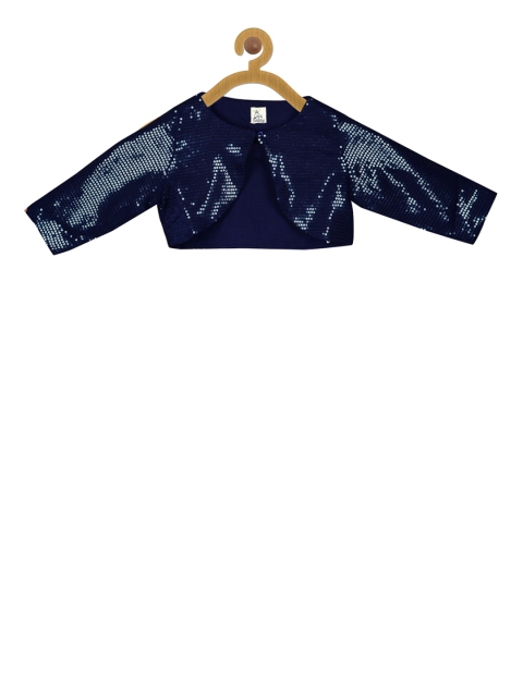 

A Little Fable Navy Blue Solid Button Shrug