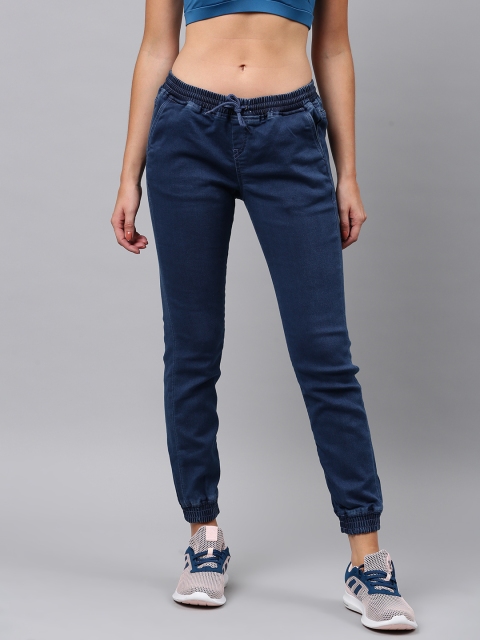 

HRX by Hrithik Roshan Women Blue Jogger Mid-Rise Clean Look Stretchable Jeans