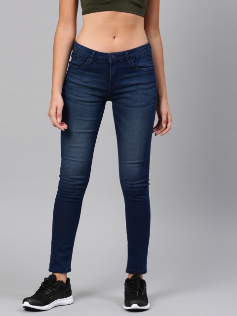 

HRX by Hrithik Roshan Women Blue Skinny Fit Mid-Rise Clean Look Stretchable Jeans