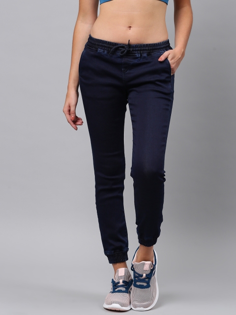 

HRX by Hrithik Roshan Women Blue Jogger Mid-Rise Clean Look Stretchable Jeans