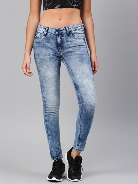 

HRX by Hrithik Roshan Women Blue Skinny Fit Mid-Rise Clean Look Stretchable Jeans
