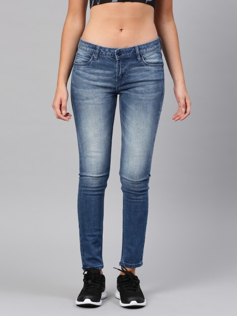 

HRX by Hrithik Roshan Women Blue Skinny Fit Mid-Rise Clean Look Stretchable Jeans