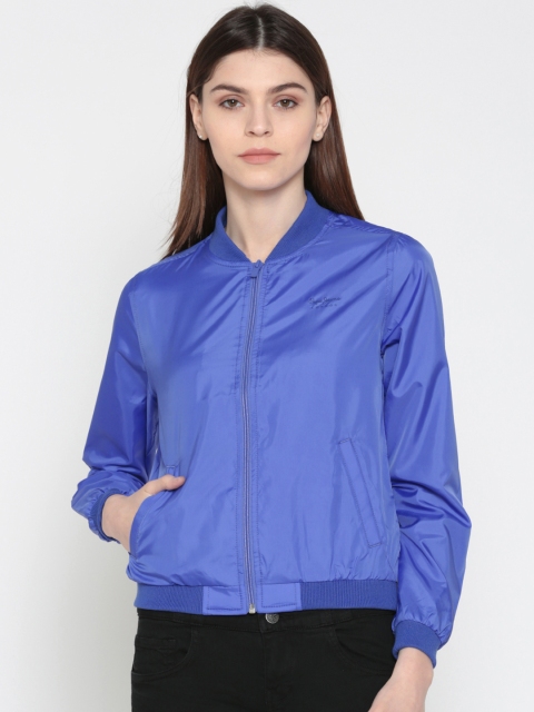

Pepe Jeans Women Blue Solid Bomber Jacket