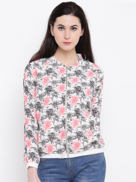 

Pepe Jeans Women Off-White Printed Bomber Jacket