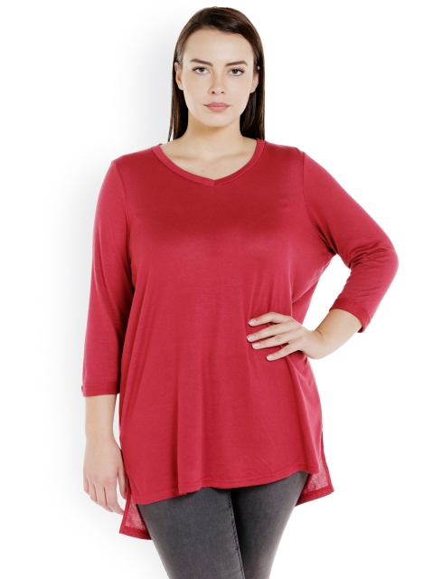 

JUNAROSE Plus Size Women Red Solid Top