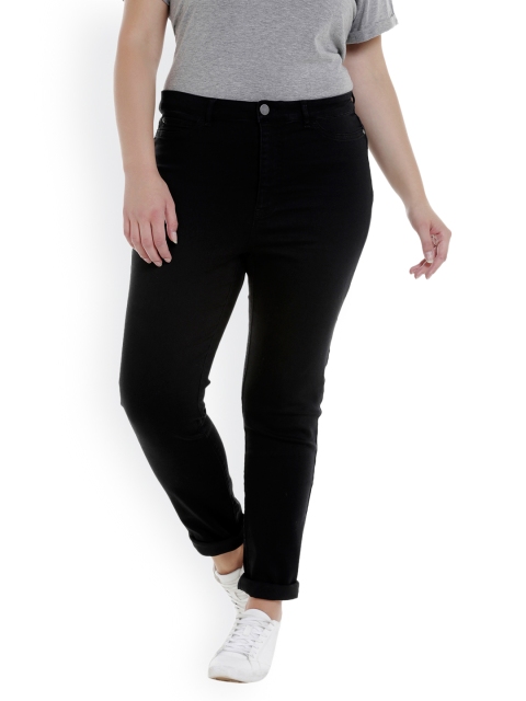 

JUNAROSE Plus Size Women Black Slim Fit High-Rise Clean Look Stretchable Jeans