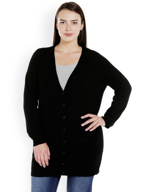 

JUNAROSE Plus Size Women Black Solid Cardigan