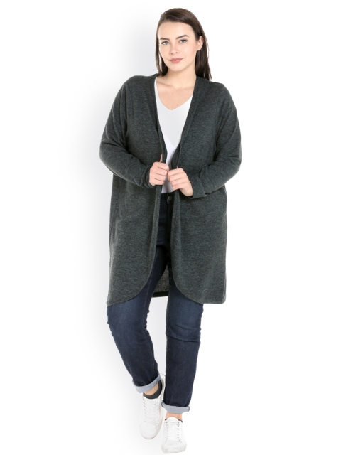 

JUNAROSE Plus Size Green Solid Open Front Shrug