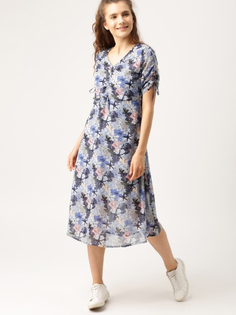 

DressBerry Women Blue Printed A-Line Dress