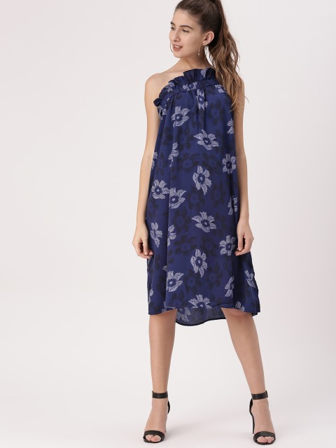 

DressBerry Women Blue Printed One-Shoulder Dress