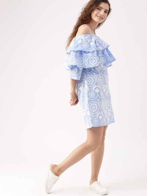 

DressBerry Women Blue Printed A-Line Dress