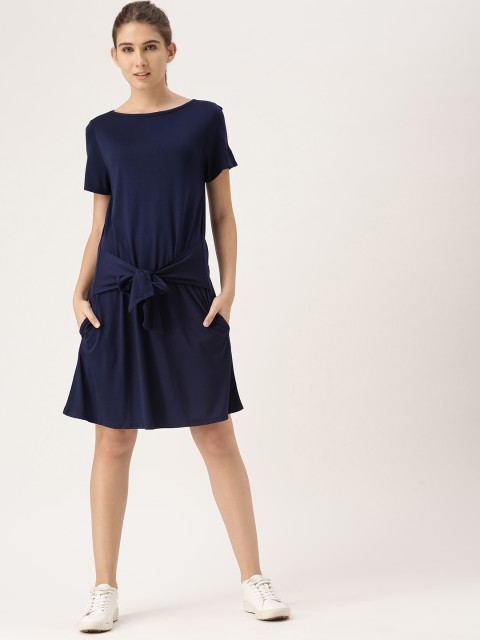 

DressBerry Women Navy Blue Solid A-Line Dress