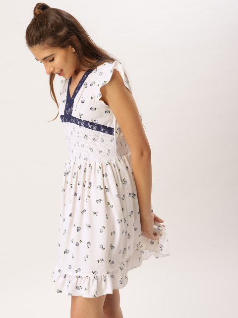 

DressBerry Women White Printed A-Line Dress
