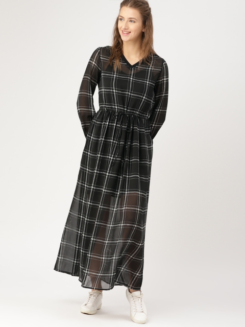 

DressBerry Women Black Checked A-Line Dress