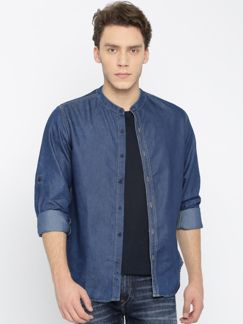 

HERE&NOW Men Blue Regular Fit Faded Denim Casual Shirt