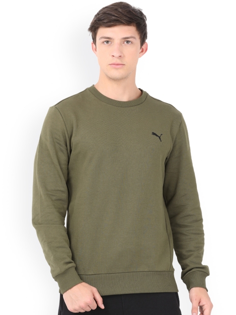 

Puma Men Olive Green Solid ESS Crew Sweat Sweatshirt