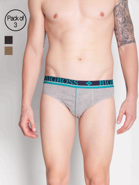 

Dollar Bigboss Men Multicoloured Pack of 3 Briefs MDBR-07-R1-PO3-BLK-GM-GRN, Black