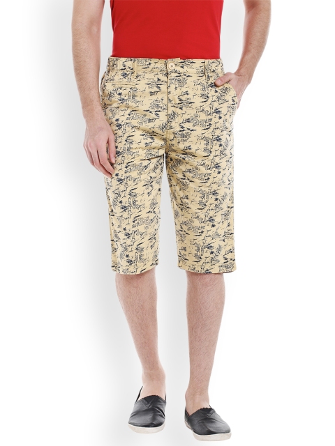 

AVOQ Men Beige Printed Regular Fit Regular Shorts