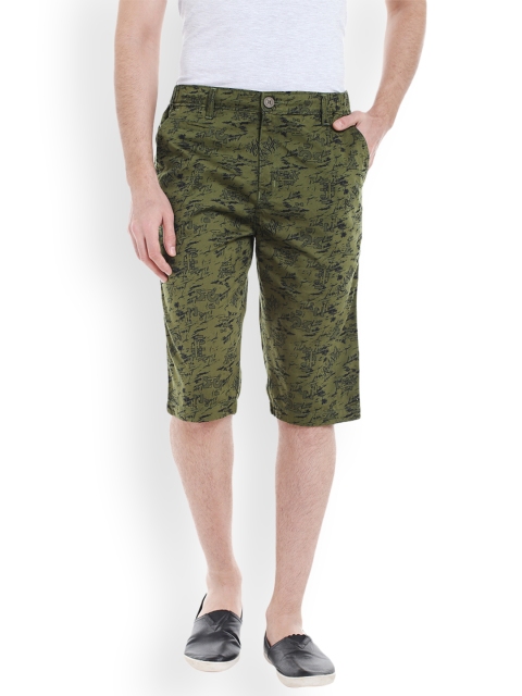 

AVOQ Men Green Printed Regular Fit Shorts