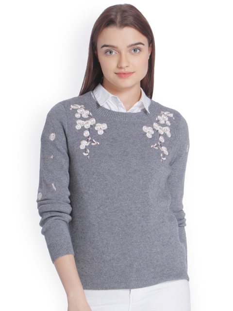 

Vero Moda Women Grey Self Design Pullover