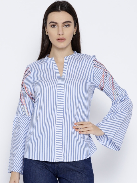 

Vero Moda Women Blue & White Striped Top