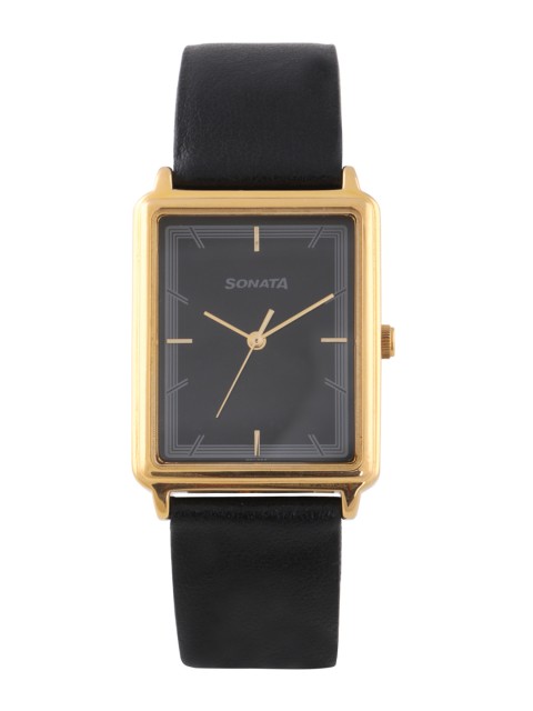 

Sonata Essentials Men Black Analogue watch 77084YL02