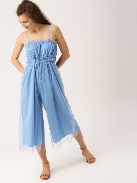 

DressBerry Blue Solid Basic Jumpsuit