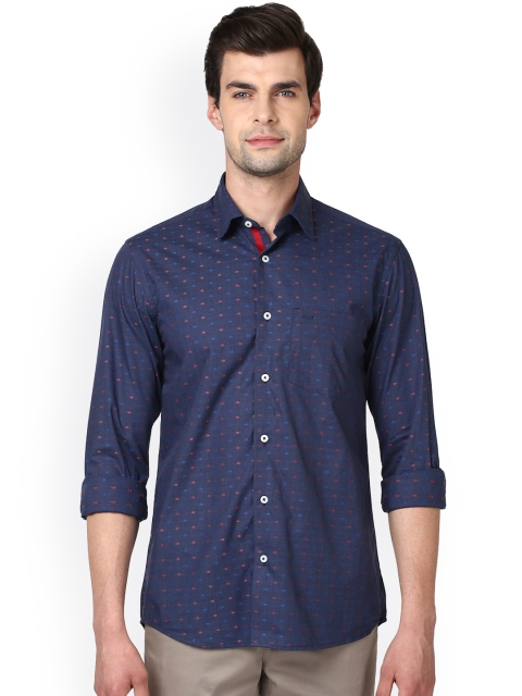 

ColorPlus Men Blue Tailored Fit Self Design Casual Shirt