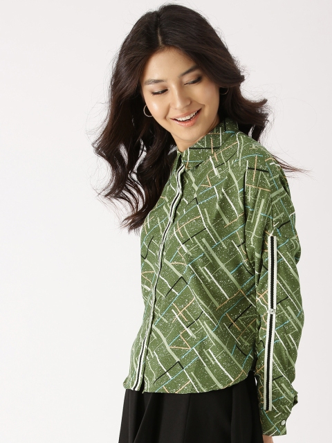

DressBerry Women Olive Green Printed Casual Shirt