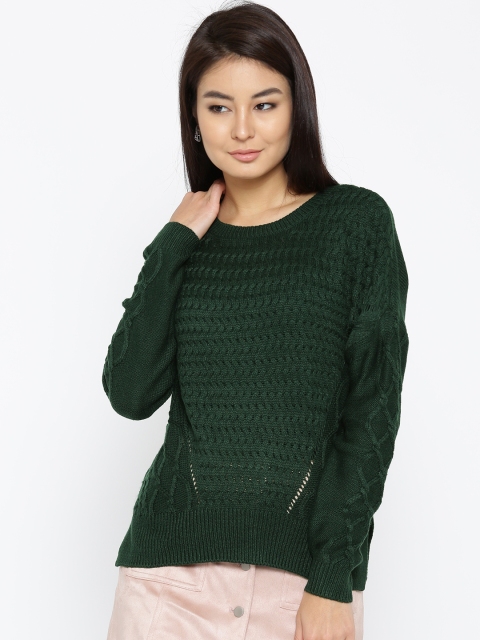 

ONLY Women Green Self-Design Sweater