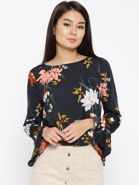 

ONLY Women Navy Printed Top, Navy blue