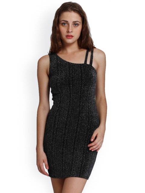

ONLY Women Black Self Design Sheath Dress