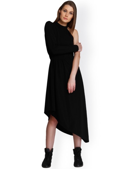 

ONLY Women Black Solid Fit and Flare Dress